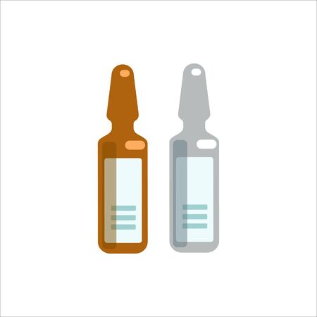 Set of medical ampoules icon vector flat illustration isolated on white background. Medical equipment. Design for medical apps and websites, banner, card, patternのイラスト素材