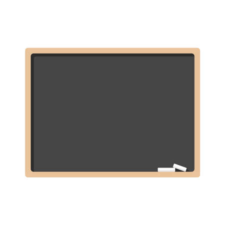 Blackboard with wooden frame and chalk isolated on white background. Vector flat illustration. Template, banner, blank with copy spaceのイラスト素材