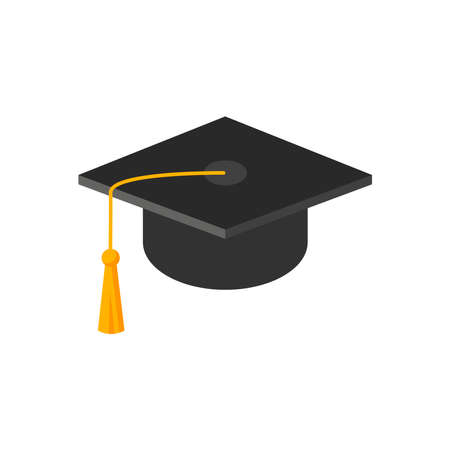 Graduation cap. Academic hat with tassel isolated on white background.のイラスト素材