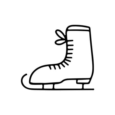 Hand drawn doodle skates isolated on white background. Vector flat illustration. Design for winter holiday cards, banners, posters, web design.のイラスト素材