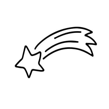 Hand drawn doodle Christmas star isolated on white background. Vector outline illustration. ... Design for greeting card, placard, invitation, poster, coloring bookのイラスト素材