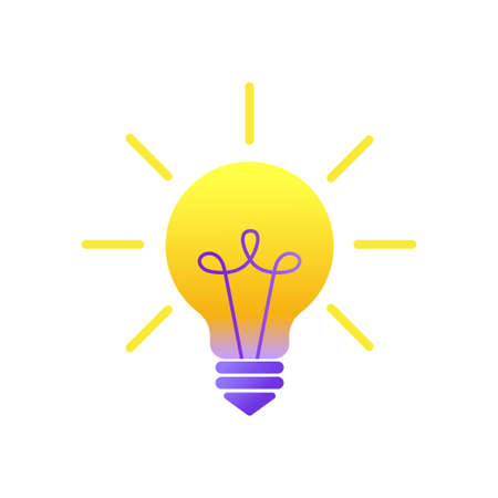 Light bulb with shine rays. Vector flat illustration concept creativity, idea, mind, thinking,...