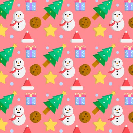 Christmas pattern with pink backgroundのイラスト素材