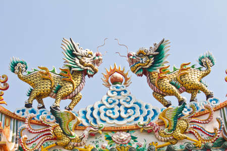 Asian Dragon with the background sky in Thailand の写真素材