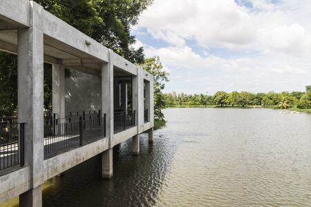 Lake view in summer daytime park Weekend getawayの写真素材