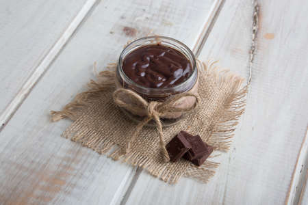 Chocolate mousse traditional dessert sugar craving food personal serving glass jarの写真素材