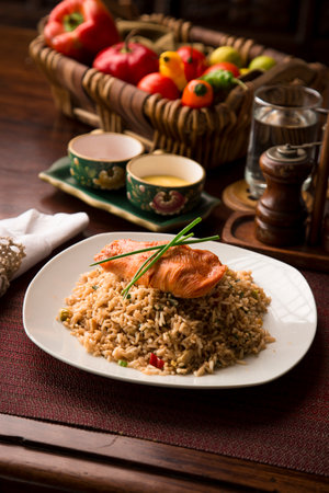Arroz chaufa chifa Fried chinese rice asian cooking foodの写真素材