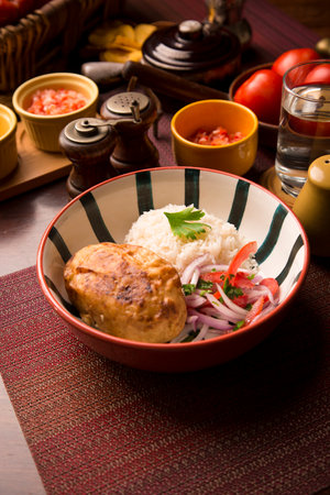 Stuffed potatoes with minced meat beef peruvian foodの写真素材