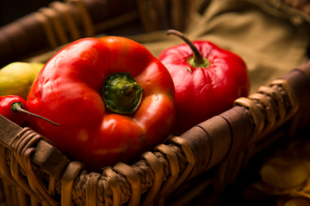 Rocoto pepper spice red bell pepper cooking ingredient food raw vegetableの写真素材