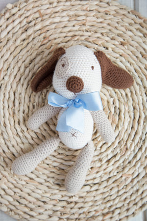 Knitted stuffed toys amigurumi handcrafted crochet hobbyの写真素材