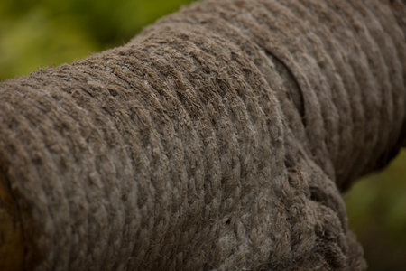 Simple Texture old and stained brown rope connection backroundの写真素材