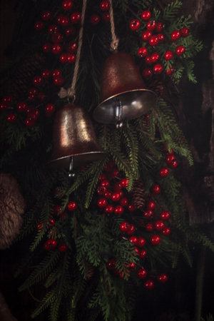 Christmas celebration home decoration backround garland patternの写真素材