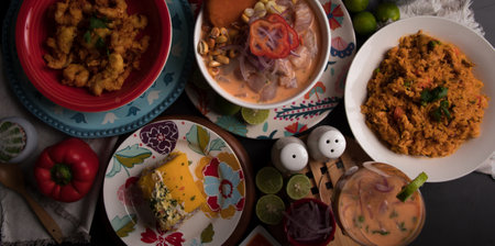 Traditional mexican food on the table. Select focus.の写真素材