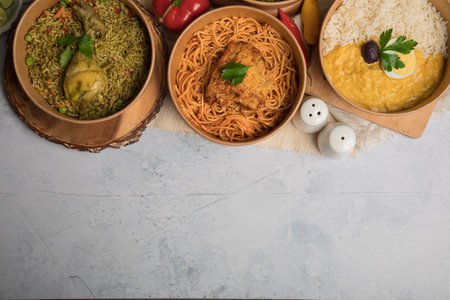Buffet table assorted peruvian Food popular cuisine Peru culture