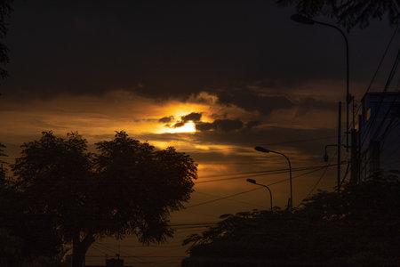 Sunset at the city of Mae Salong in the north of Thailand.の写真素材