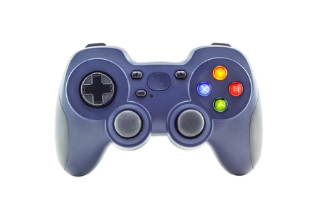 Blue game controller isolated on a white background