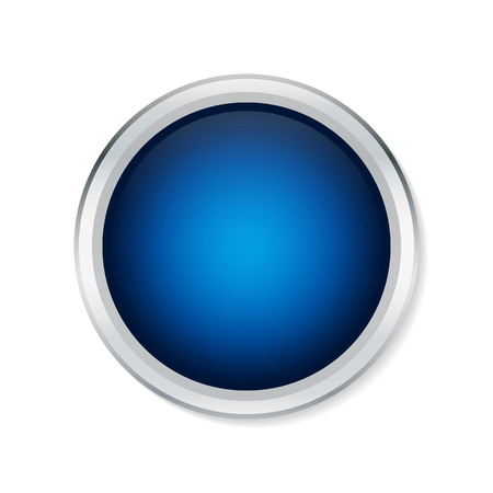 Blue round button with metallic borderのイラスト素材