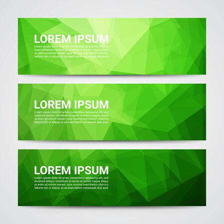Set of modern design banners template with abstract green geometric pattern background.のイラスト素材