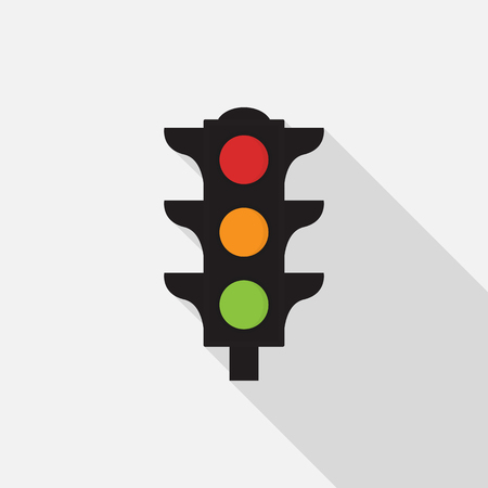 Traffic light icon with long shadow on gray background, flat design styleのイラスト素材