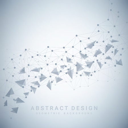 Abstract gray polygonal background with connecting dots and lines. Data and technology concept, network connectionのイラスト素材
