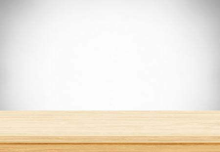 Empty wood table top on gray background, Template mock up for display of product. Vector illustration eps 10.のイラスト素材
