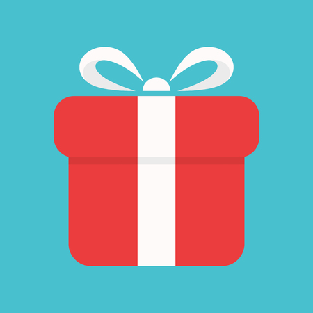 Gift box icon on blue backgroundのイラスト素材