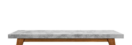 Empty stone table top isolated on white background. Template mock up for display of productの写真素材
