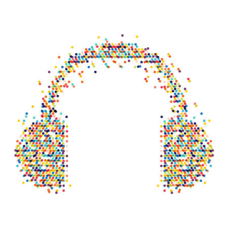 Headphone icon, colorful dot styleのイラスト素材