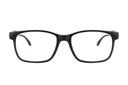 Black frame eyeglasses isolated on white background