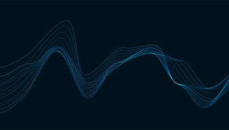 Dynamic particles sound wave flowing. Sound wave background.
