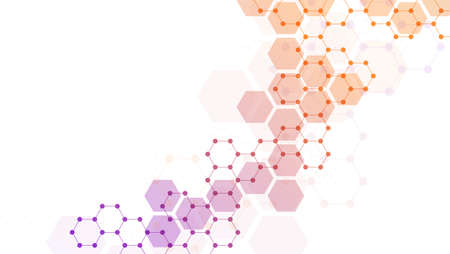 Hexagons pattern background. Genetic research, molecular structure. Chemical engineering. Concept of...