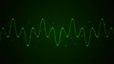 Sound waves oscillating glow light, Abstract technology backgroundのイラスト素材