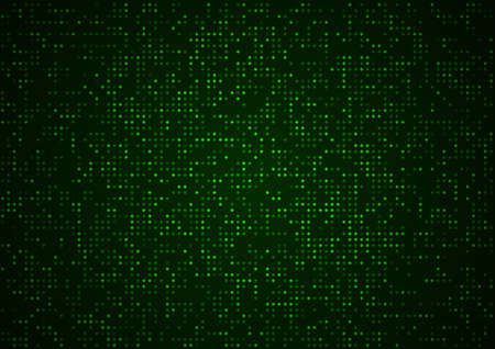 Digital technology background. Digital data dot green pattern pixel backgroundのイラスト素材