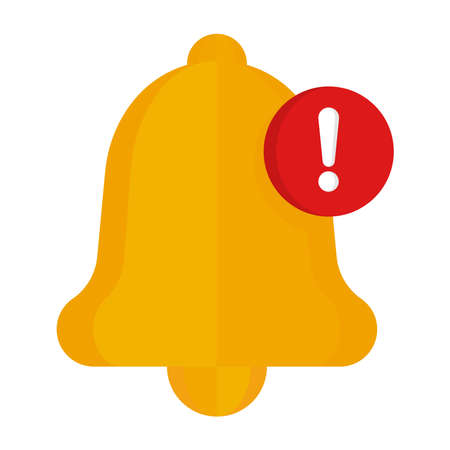 Bell icon on white background, for incoming inbox message, smartphone application alertのイラスト素材