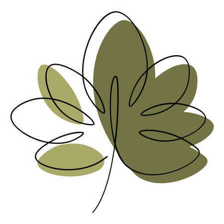 Single line drawing art, tropical leavesのイラスト素材