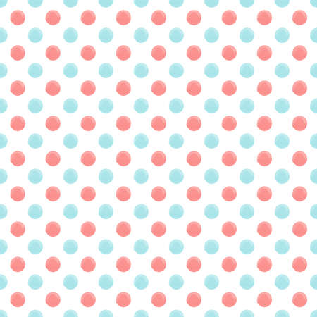 Seamless pattern with blue and pink painted dotsの写真素材