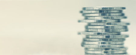 Rows of coins, used for banking and finance concept