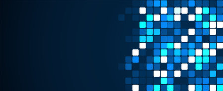 Digital technology background. Digital data square blue pattern pixel backgroundのイラスト素材