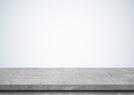 Stone table top on blue background, Use as product display montage.の写真素材