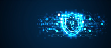 Cyber security concept. Personal data security. Cyber data or information privacy idea. Technology backgroundのイラスト素材