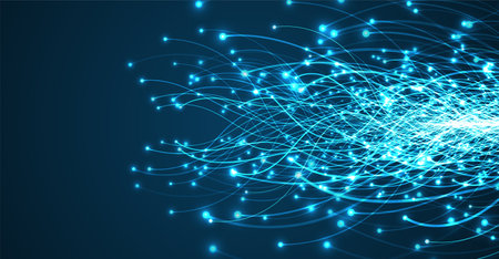 Ai technology. Concept of artificial intelligence. Blue and dots lines. Digital, communication, science, networksのイラスト素材