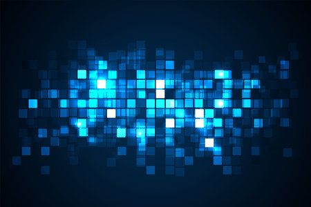 Digital technology background. Digital data square blue pattern pixel backgroundのイラスト素材
