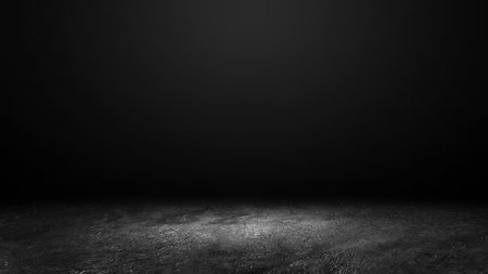 Product showcase with spotlight. Black studio room background. Use as montage for product displayの写真素材