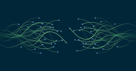 Ai technology. Concept of artificial intelligence. Green and dots lines. Digital, communication, science, networksのイラスト素材