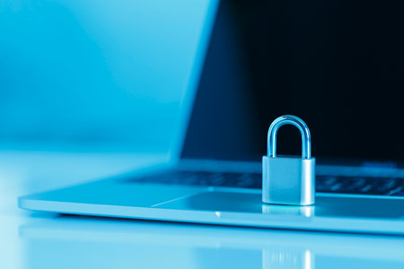 Padlock. Data security. Network protection. Internet security and data protection concept. Cyber...