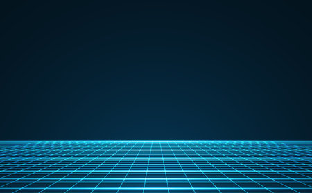 Perspective grid. Abstract wireframe landscapeのイラスト素材