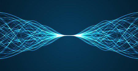 Ai technology. Concept of artificial intelligence. Blue and dots lines. Digital, communication,...