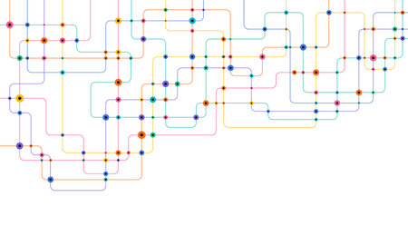 Circuit connect lines and dots. Network technology and Connection concept. Decentralized network nodes connectionsのイラスト素材