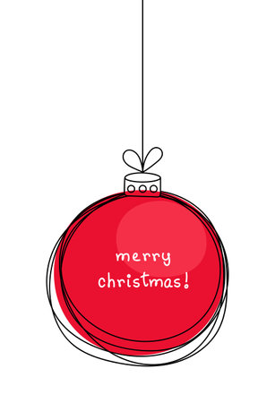 Doodle simple modern red christmas ballのイラスト素材