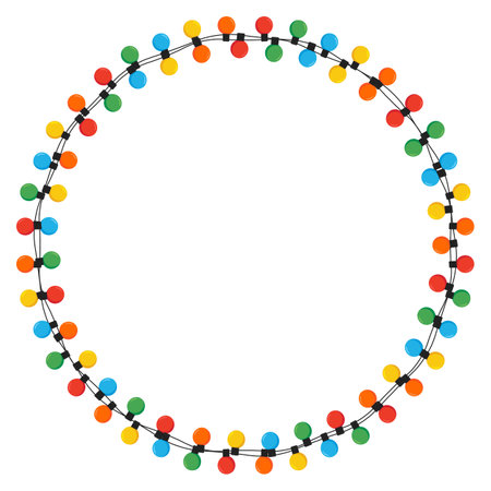 Christmas color lights isolated on white backgroundのイラスト素材